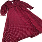 Red Polka Dot Dress Women's Long Sleeve Wrap Style Vintage UK12