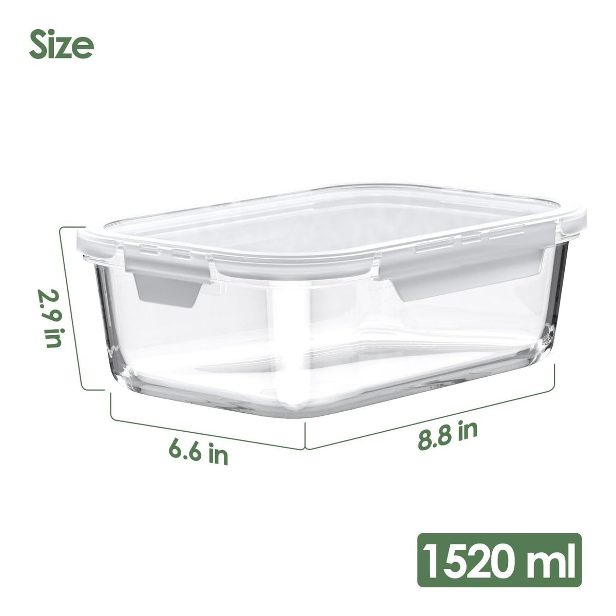 Bstask 4Pc Glass Meal Prep Bowls Set for Food Prep and Baking 1520ml