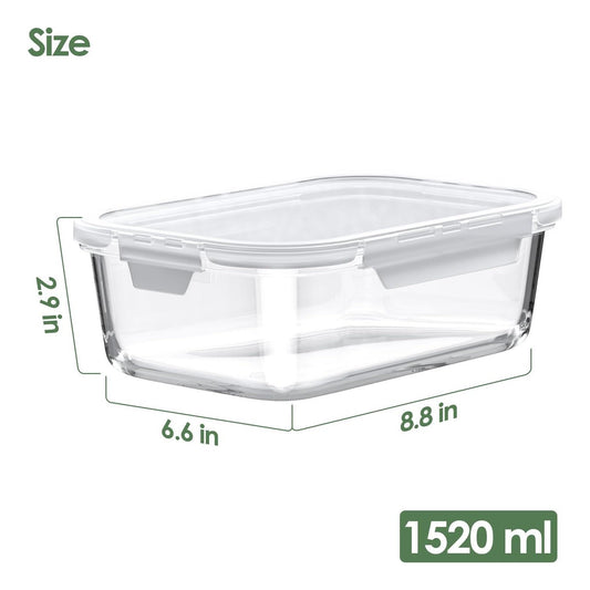 Bstask 4Pc Glass Meal Prep Bowls Set for Food Prep and Baking 1520ml