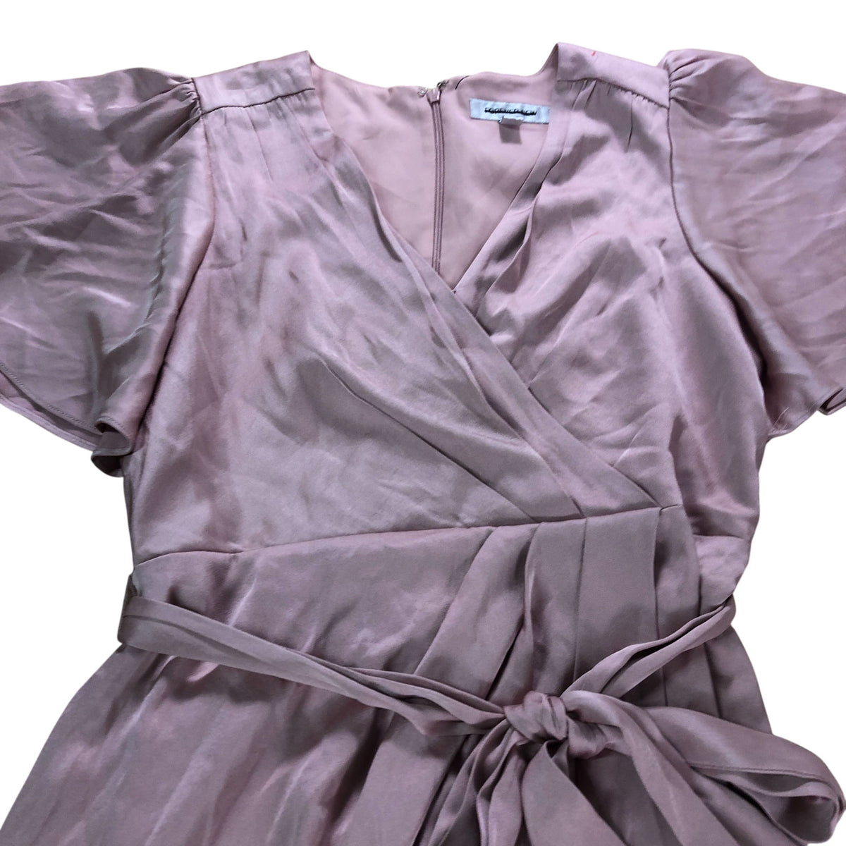 Wrap Dress UK12 Women's Midi Length Pink Viscose Blend Belted