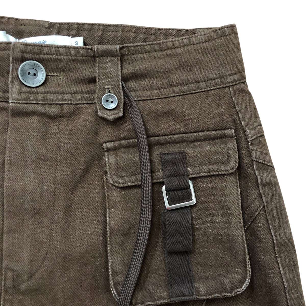 Remajie Women's Brown Mini Skirt Size S Stylish Pocket Design