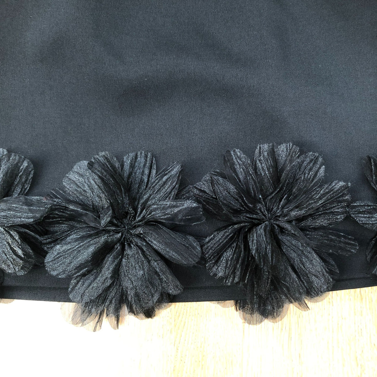 River Island Black Floral A-Line Mini Skirt UK12 Women's Tulle Flowers Design