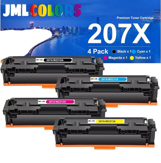 JMLCOLORS 207X Toner Cartridge 4 Pack Black Cyan Magenta Yellow Premium Quality