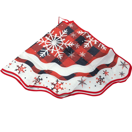 Christmas Tree Skirt Festive Red Snowflake 120cm