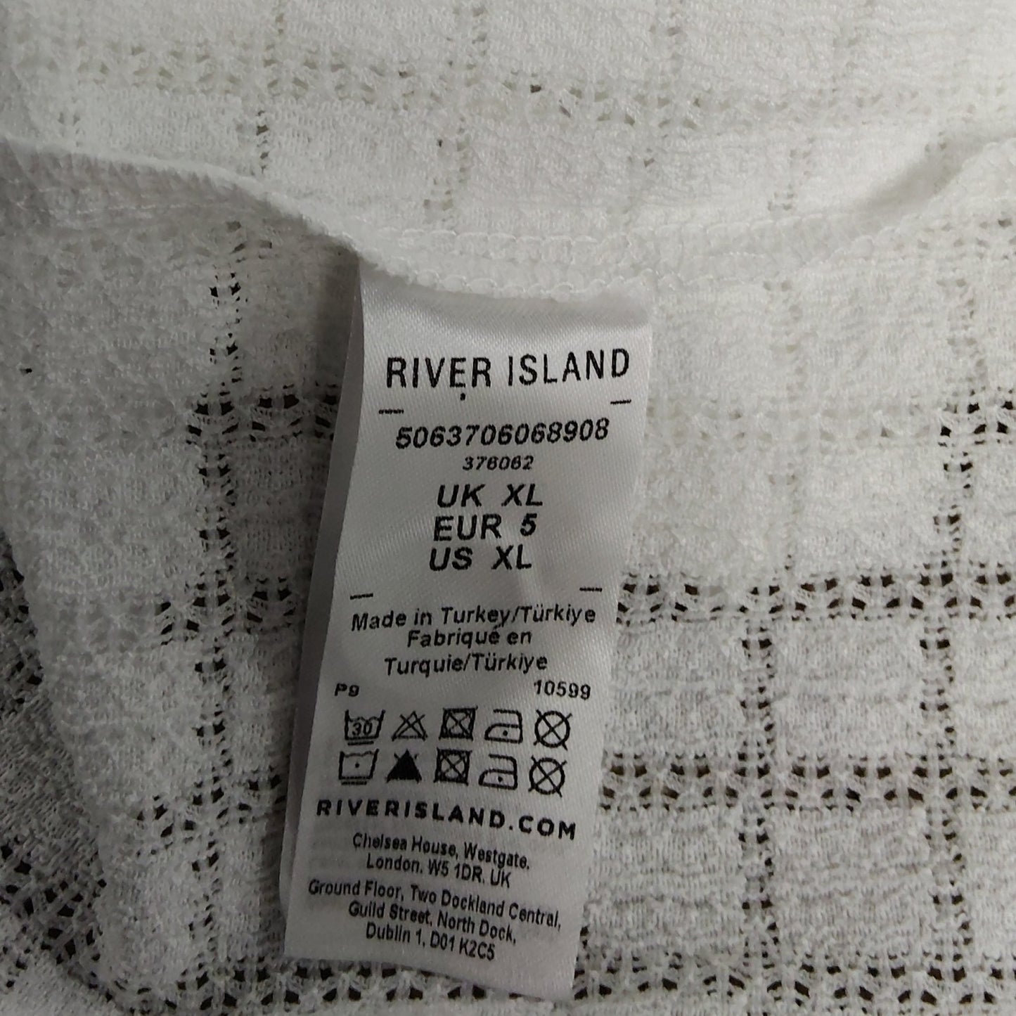 River Island Men's White Short Sleeve Shirt UK XL Casual Button Up Top
