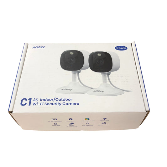 AOQEE C1 2K Indoor Outdoor Wi-Fi Security Camera 2 Pack Two Way Audio IP65