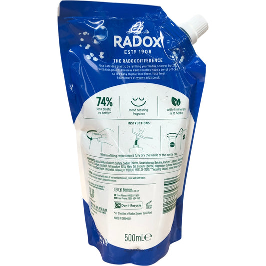 Radox Feel Awake Shower Gel Refill 500ml New Mood Boosting Fragrance 2 In 1