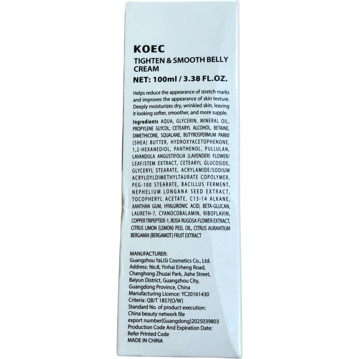 KOEC Tighten and Smooth Belly Cream 100ml Vegan