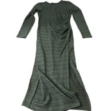 Long Sleeve Dress Women's Olive Green Textured Maxi XS