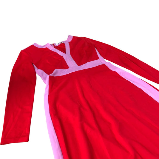 Boden Long Sleeve Dress Red Pink Colour Block Chic Evening Wear UK12