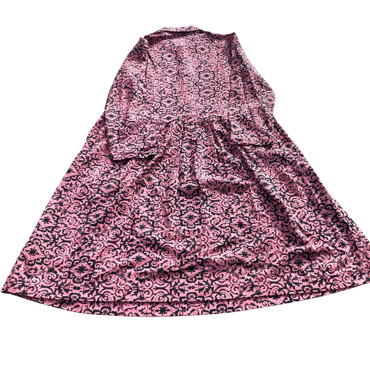 Pink Floral Long Sleeve Dress UK Size 6 Women's Casual Retro Style