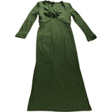 River Island UK8 Women's Long Sleeve Twist Front Maxi Dress Olive Green