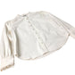 Blouse Women's White Long Sleeve Cotton Blend Button Detail Large
