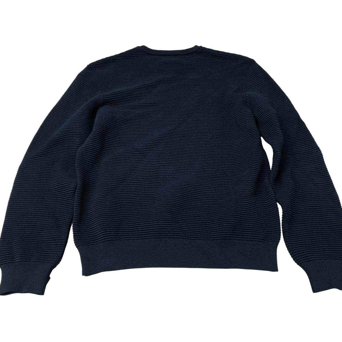 River Island Black Sweater Men's Crew Neck Textured Cotton Blend Jumper Medium
