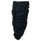 Black Ruched Midi Skirt Women's Stretchy Bodycon Design Size M
