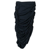 Black Ruched Midi Skirt Women's Stretchy Bodycon Design Size M
