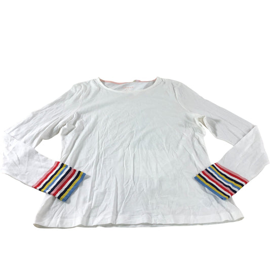 Boden White Long Sleeve Striped Cuff Top - Size 12