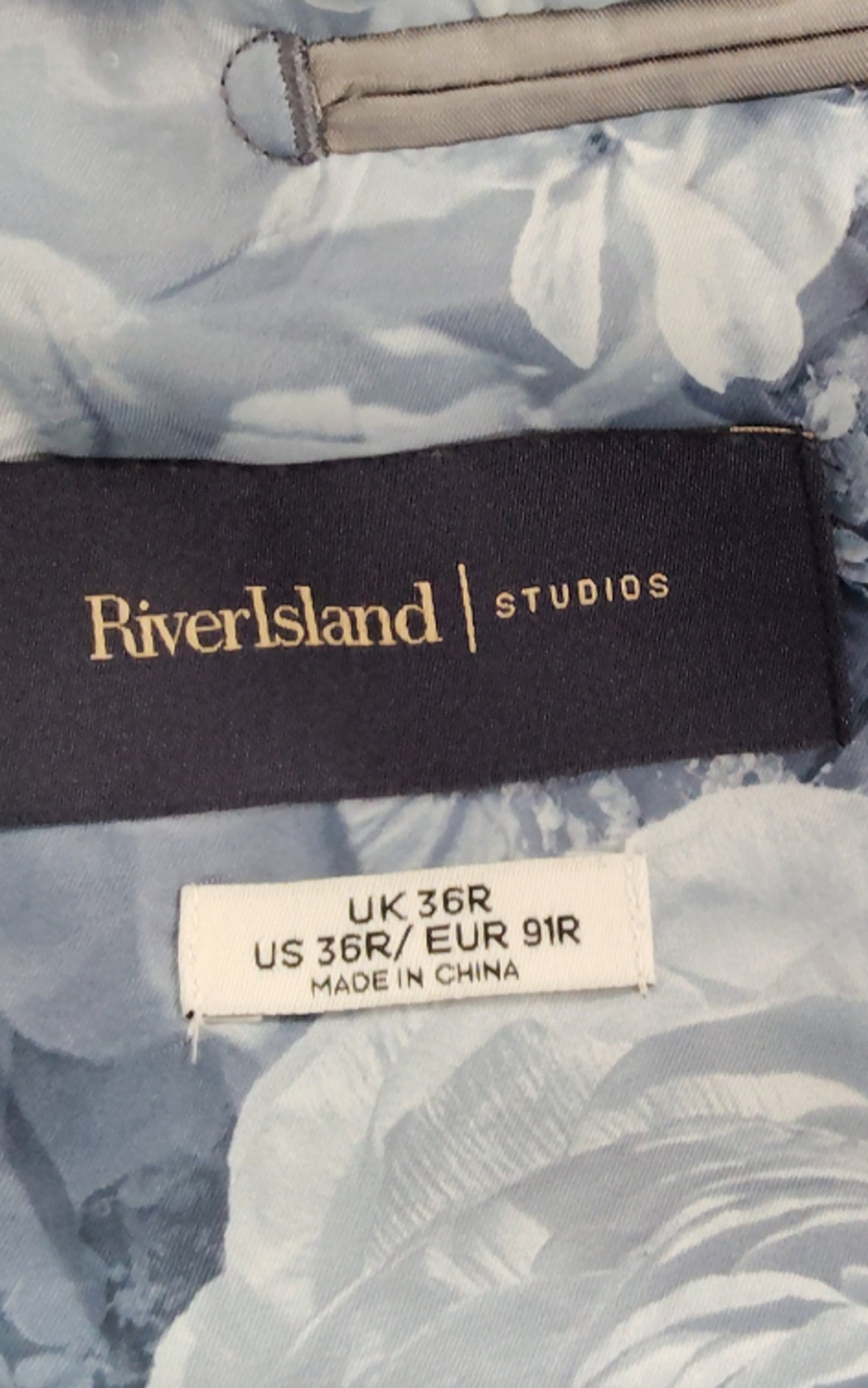 River Island Grey Check Blazer UK36R Men's Suit Jacket Stylish Fit