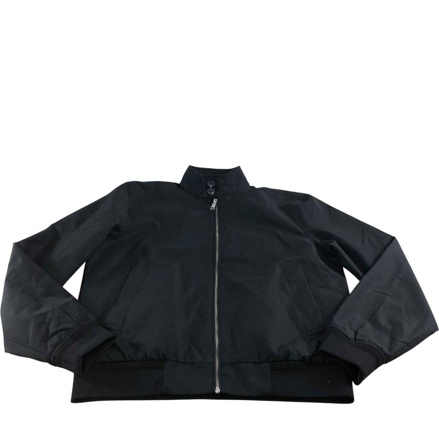 River Island Bomber Jacket M Men's Black Cotton Blend Zip Up