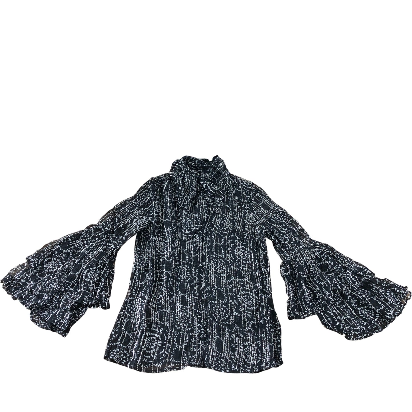 Branded Floral Metallic Blouse - Size 8