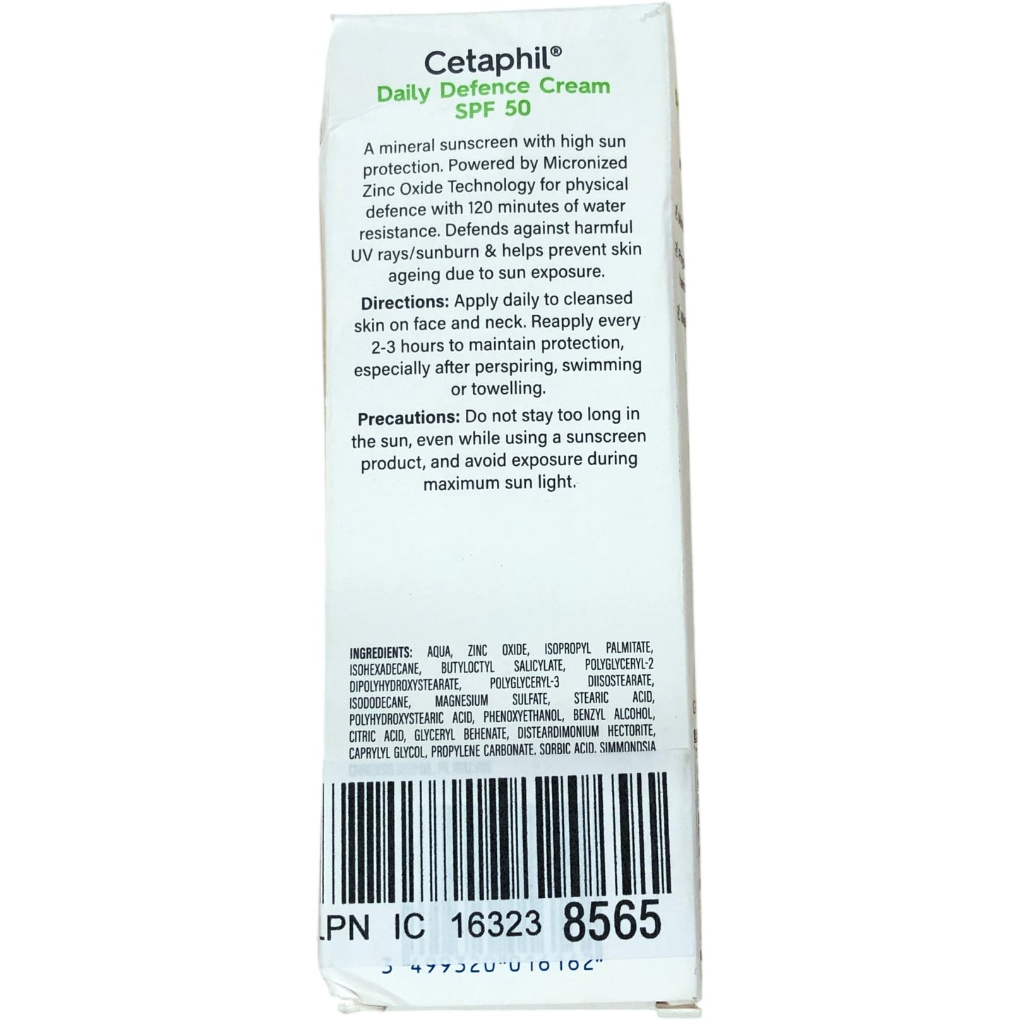 CETAPHIL Daily Defence Cream SPF 50 50g Mineral Sunscreen Water Resistant