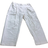 Trousers UK14R Women's Cream Linen Blend Wide Leg Pleated