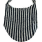 Macrame Sling Striped Shoulder Bag Women's Casual Tote Bag Black Cream