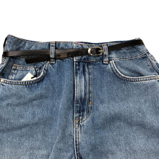 River Island Wide Leg Jeans Women's Blue Classic High Waisted Belted