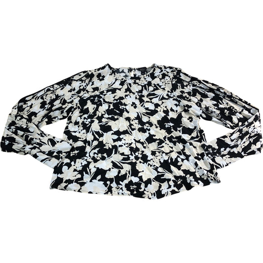 River Island Floral Blouse UK16 Women's Long Sleeve Black White Print
