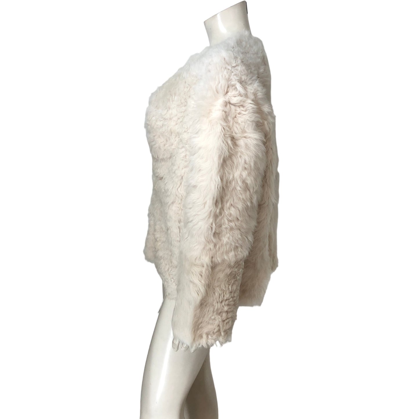 Curly Sheepskin Short Coat M/L Women's Ivory Thick Warm Furry Outerwear