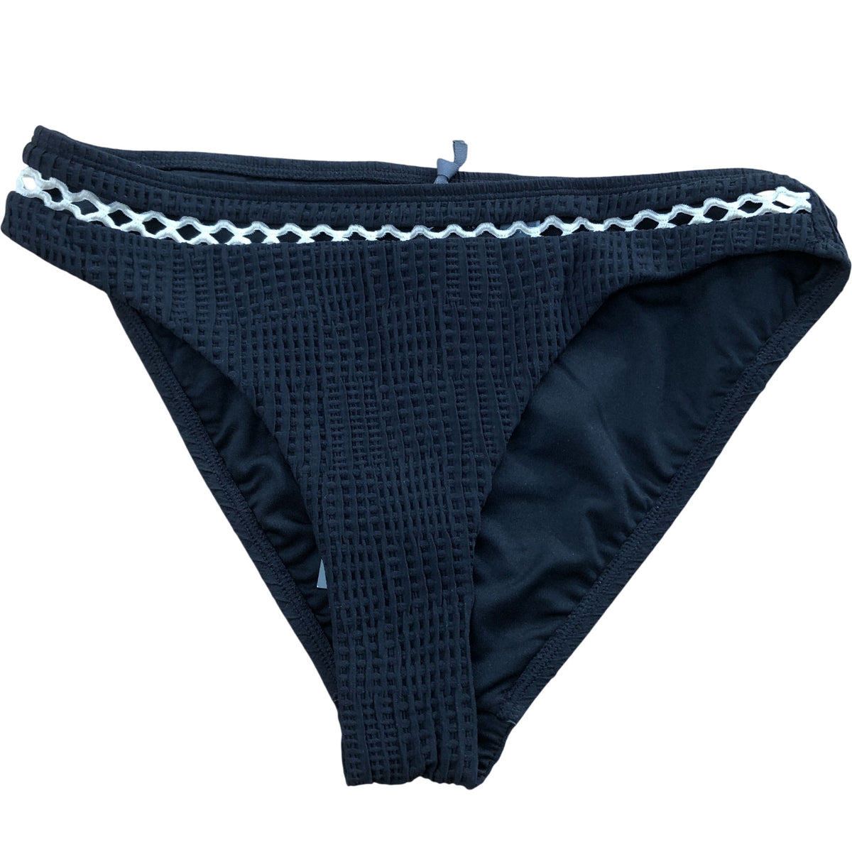 UK8 Women's Black Classic Bikini Bottoms Waffle Texture Swimwear
