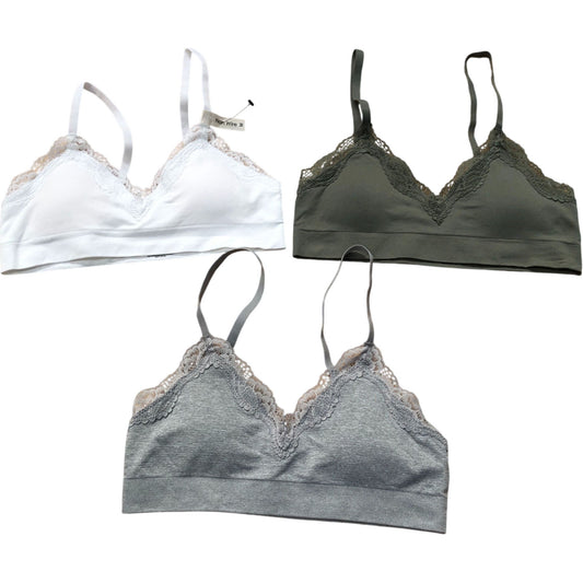 Three Pack Wire Free Bralettes Olive Black White
