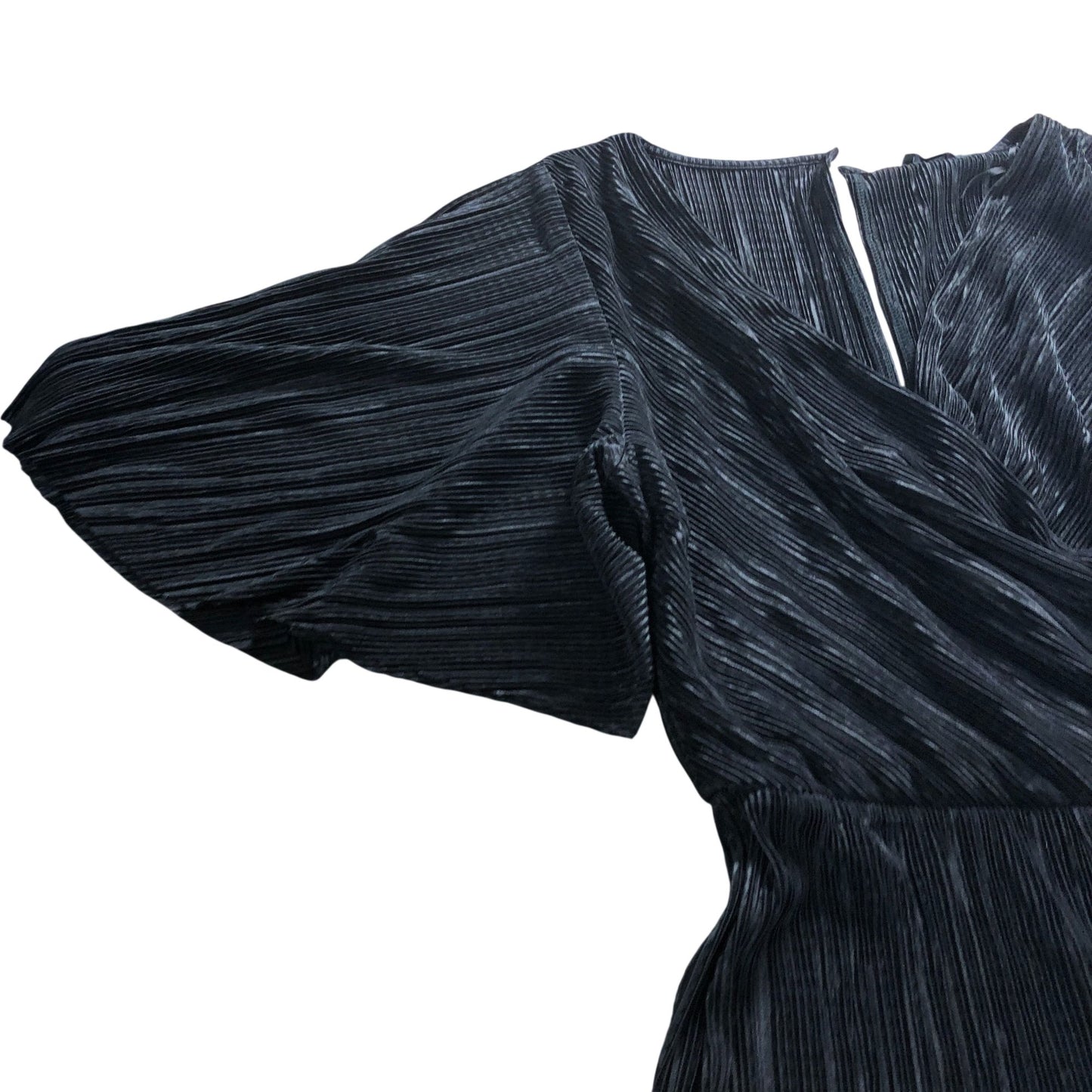 River Island UK8 Women's Black Pleated Jumpsuit Wide Leg Bell Sleeve