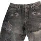 Embroidered Embellished Floral Jeans UK6 Women's Black Stretch Denim