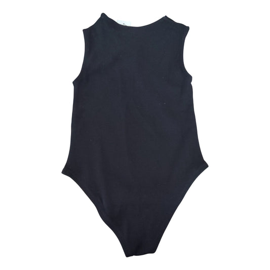River Island Girl's Black Ribbed Bodysuit 7-8 Years Sleeveless Knot Detail