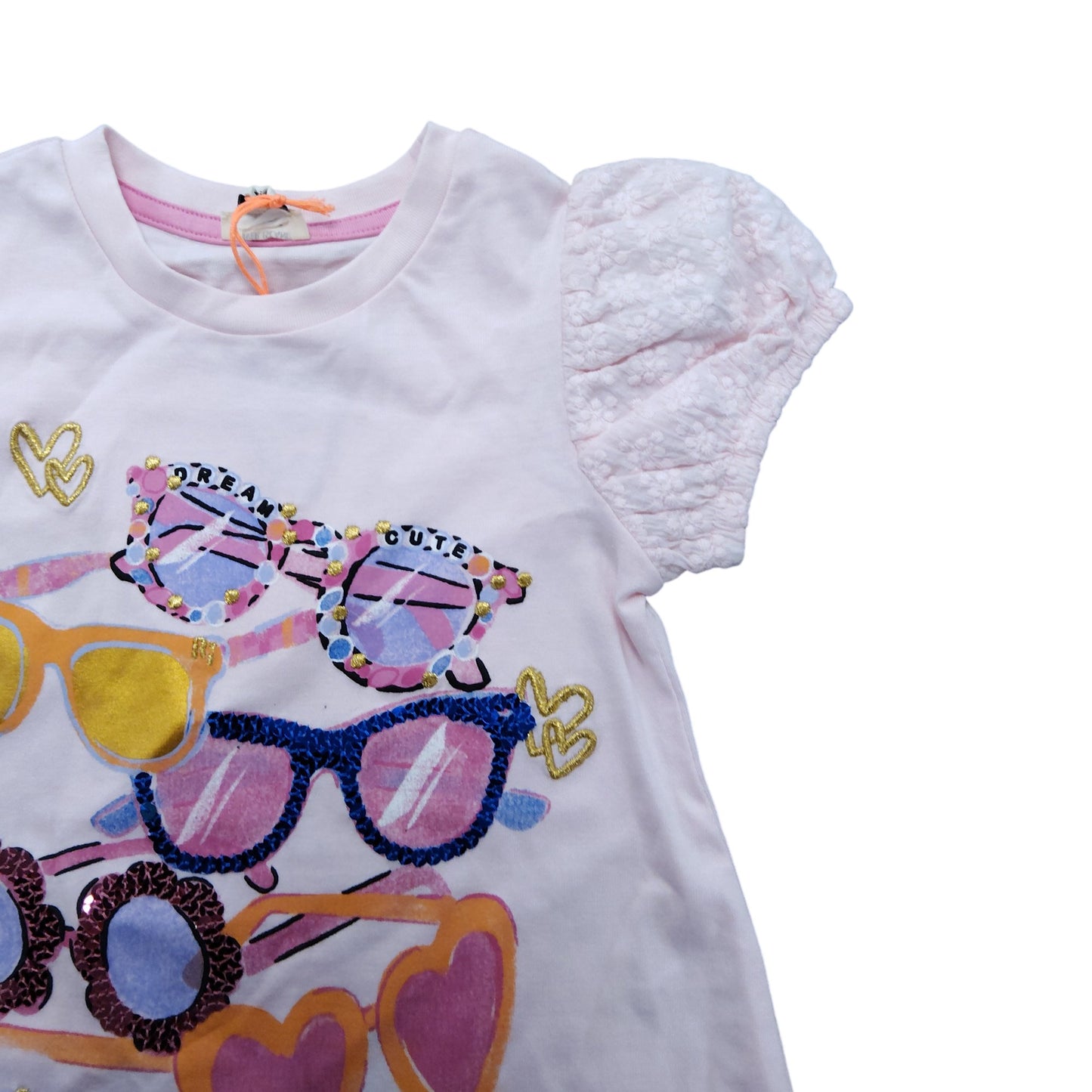 River Island Pink Girls T Shirt 12 18 Months Sunglasses Design Short Sleeve