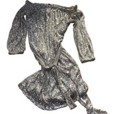 Off The Shoulder Sequin Dress UK18 Women's Silver Long Sleeve Party