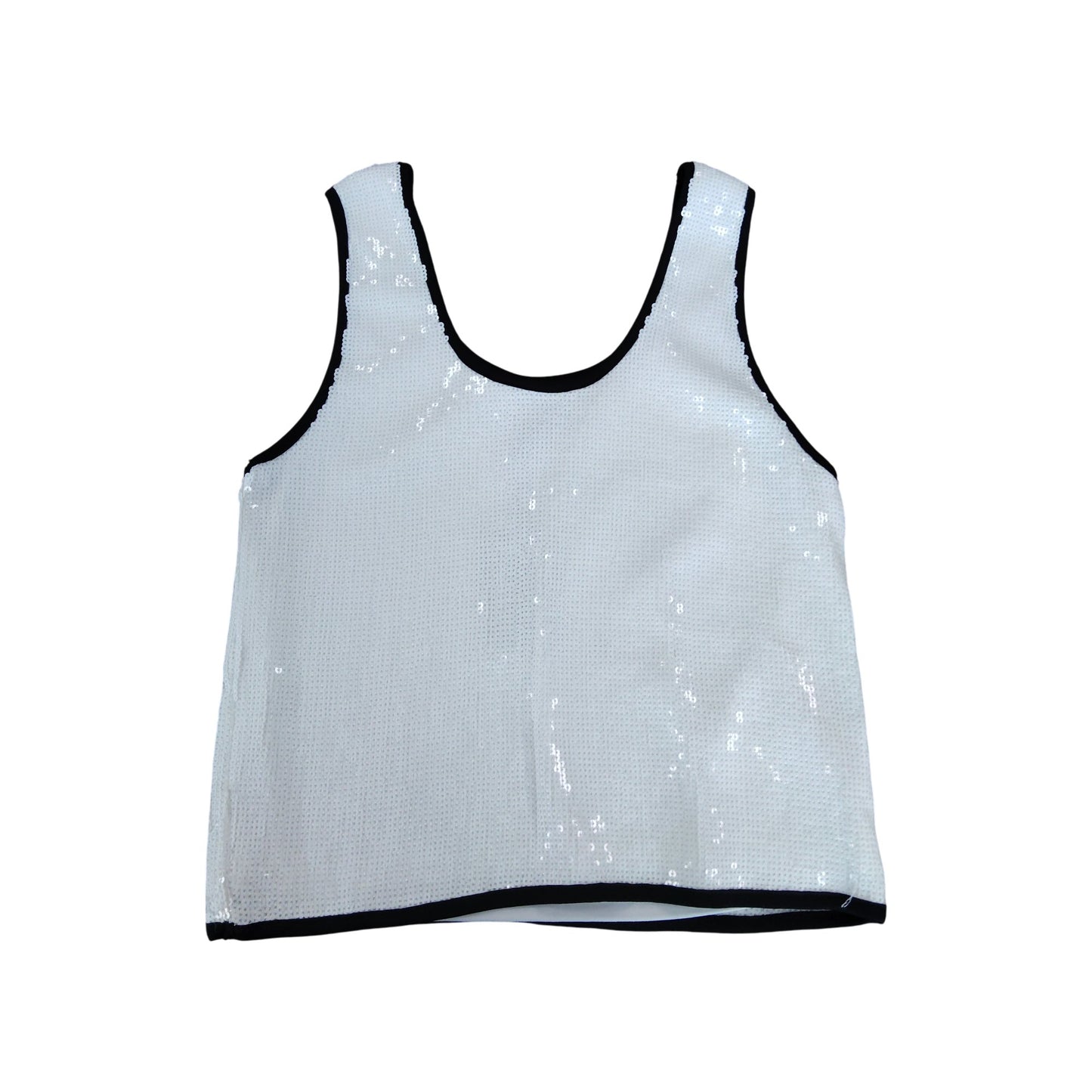 River Island Women's Sequin Tank Top UK10 White Sleeveless Party Wear