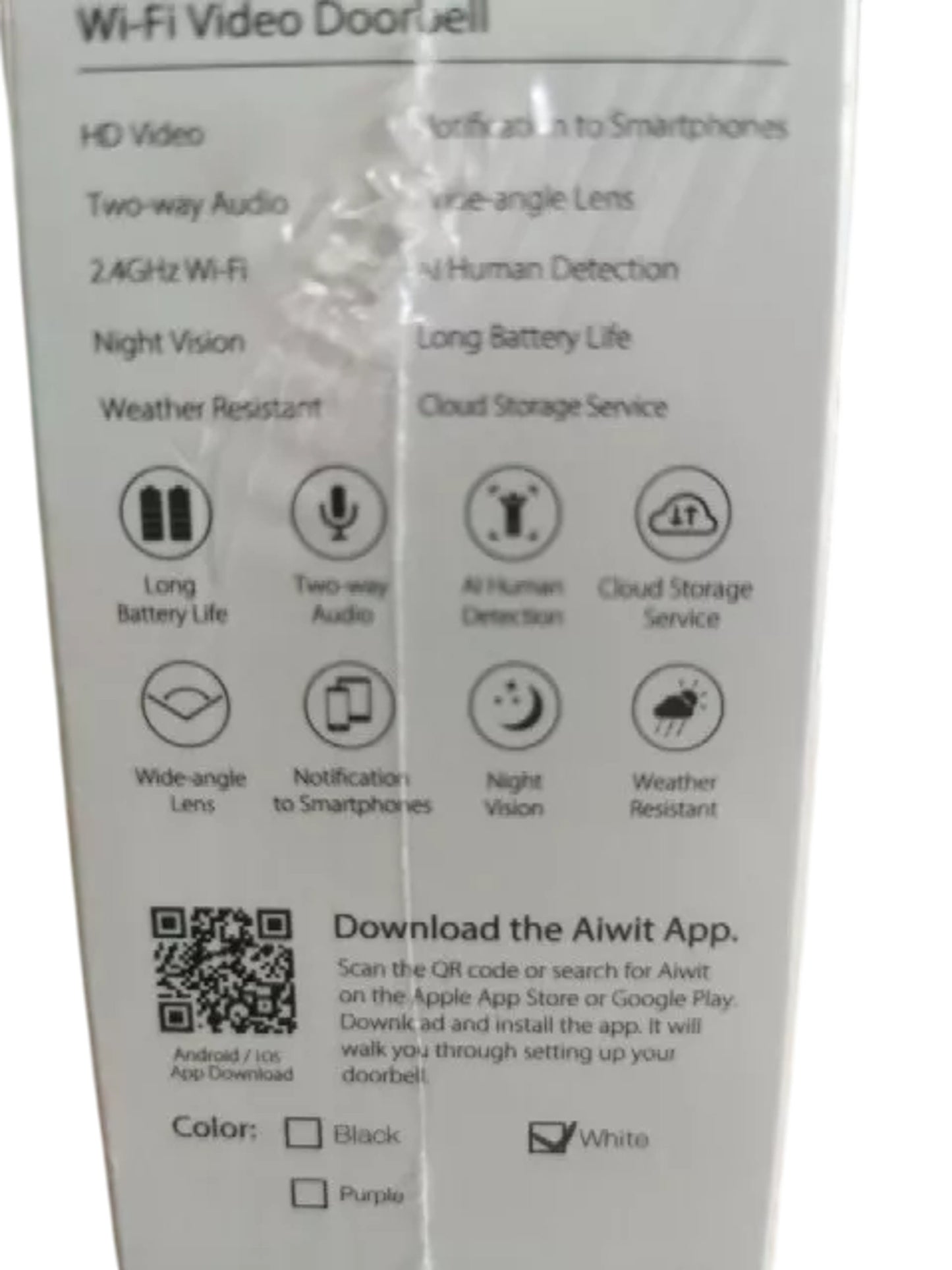 Wi-Fi Video Doorbell HD Weather Resistant Two Way Audio Cloud Storage