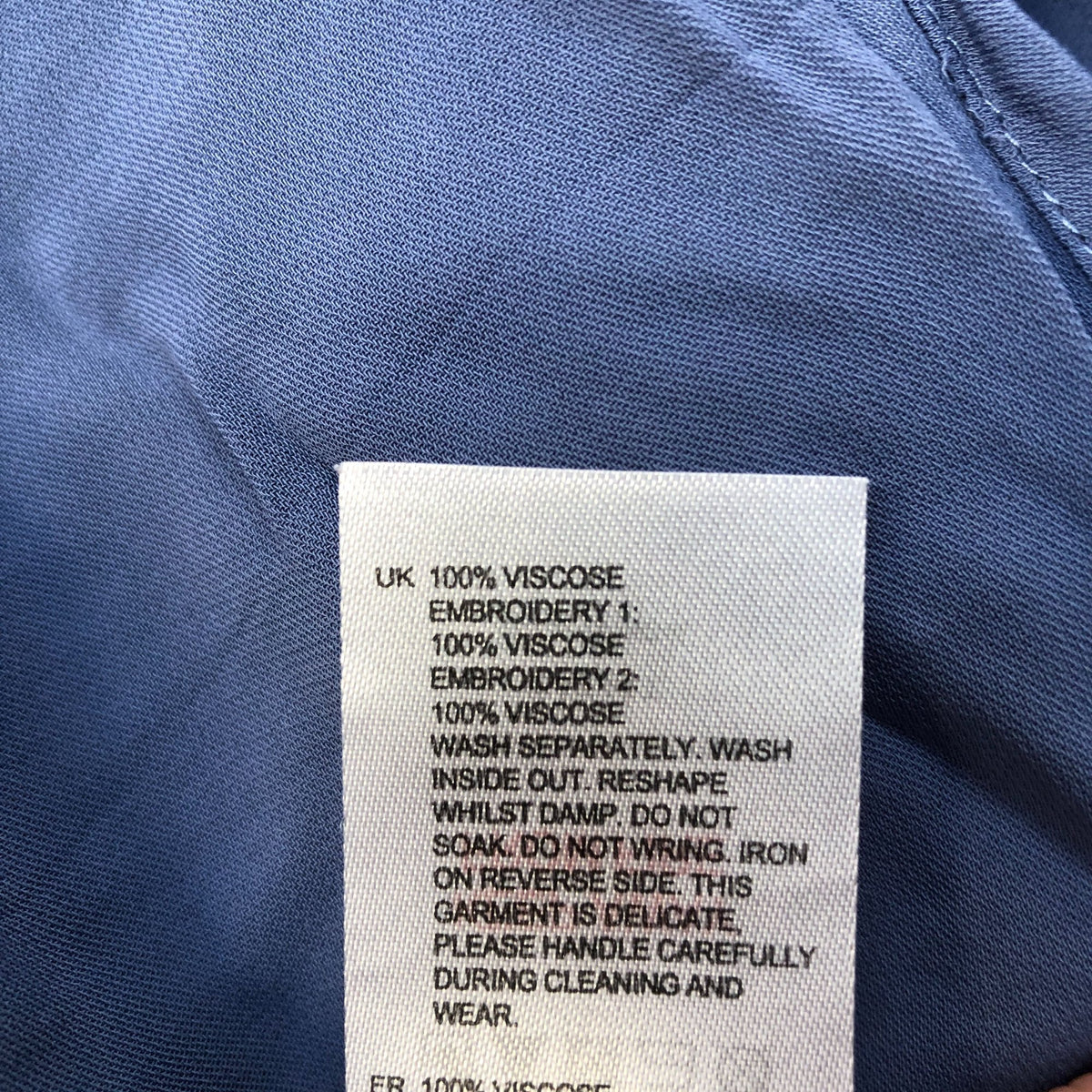 Embroidered Blouse Women's Long Sleeve Blue Viscose Top