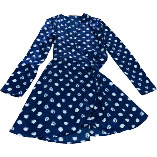 Dancing Leopard Wrap Dress UK6 Women's Navy White Polka Dot