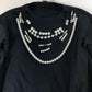 River Island Women's Size S Black Sweatshirt with Faux Pearl Neckline Detail