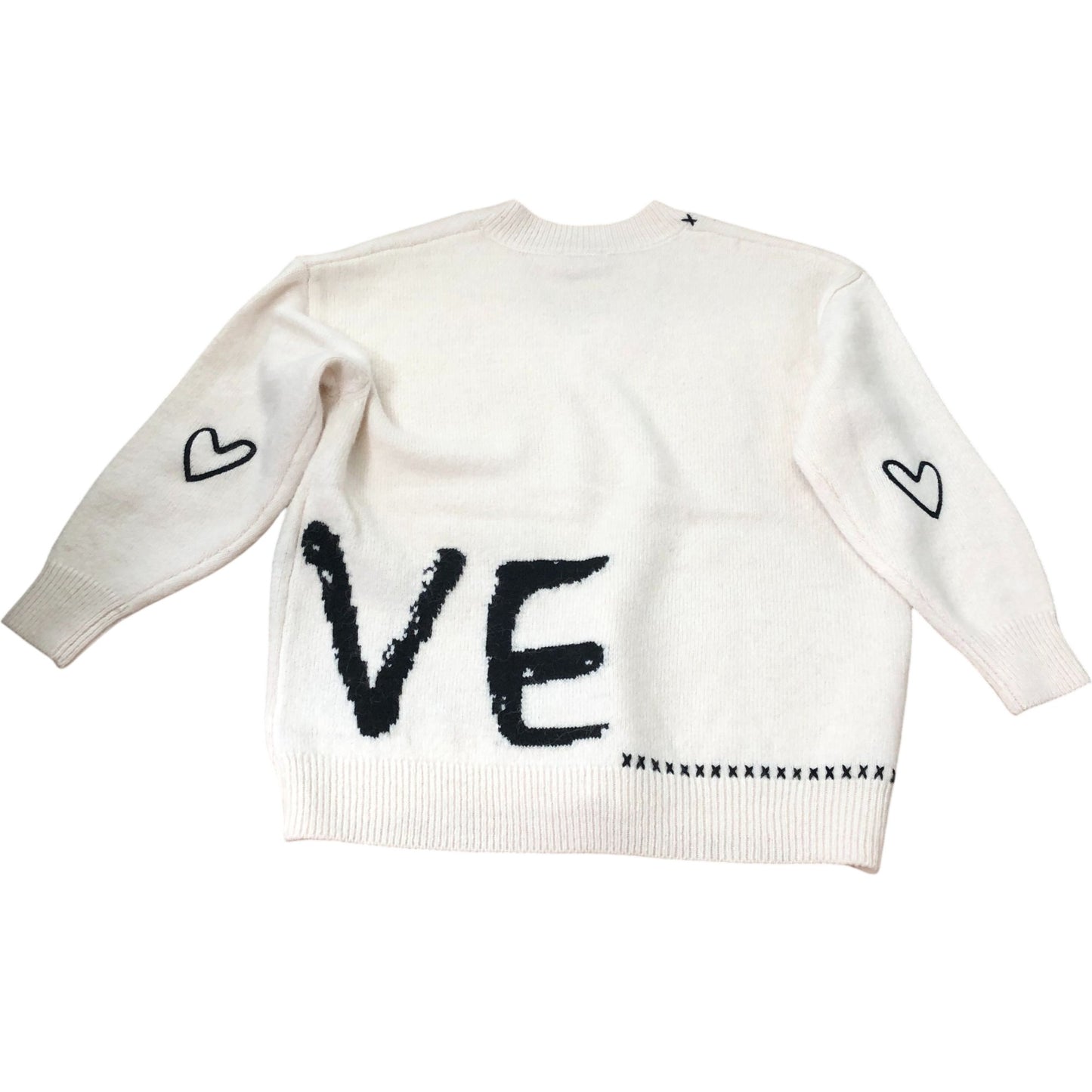 Cream Wool Blend Graphic Love Jumper Size XS