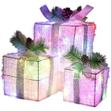 Joie Domi Tinsel Gift Box LED Lights Multicolour Indoor Decorations 3 Pieces