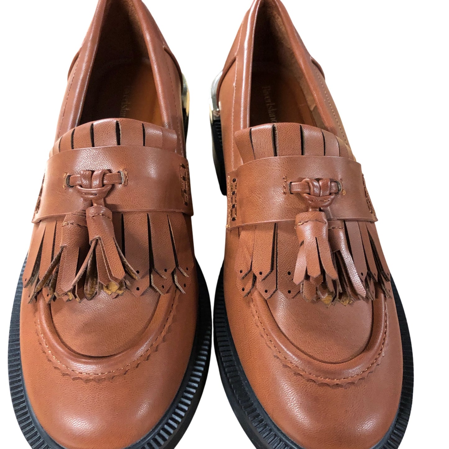 River Island Women’s Brown Leather Loafers Size UK4 Casual Shoes