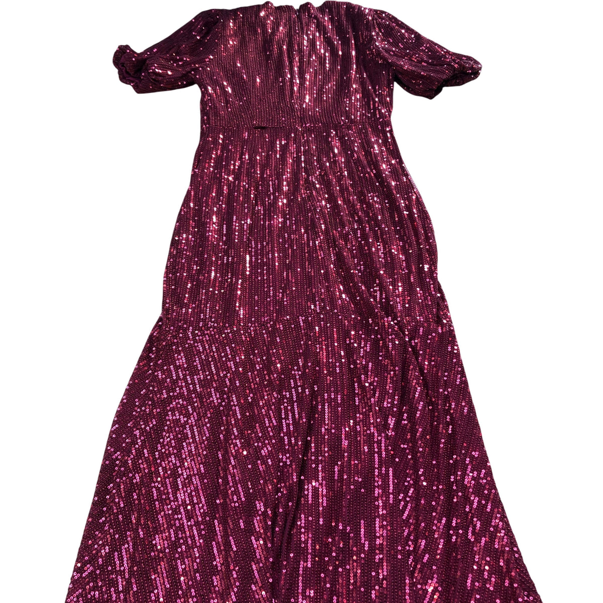 Women's Midi Dress Size 10 Red Sequin Short Sleeve
