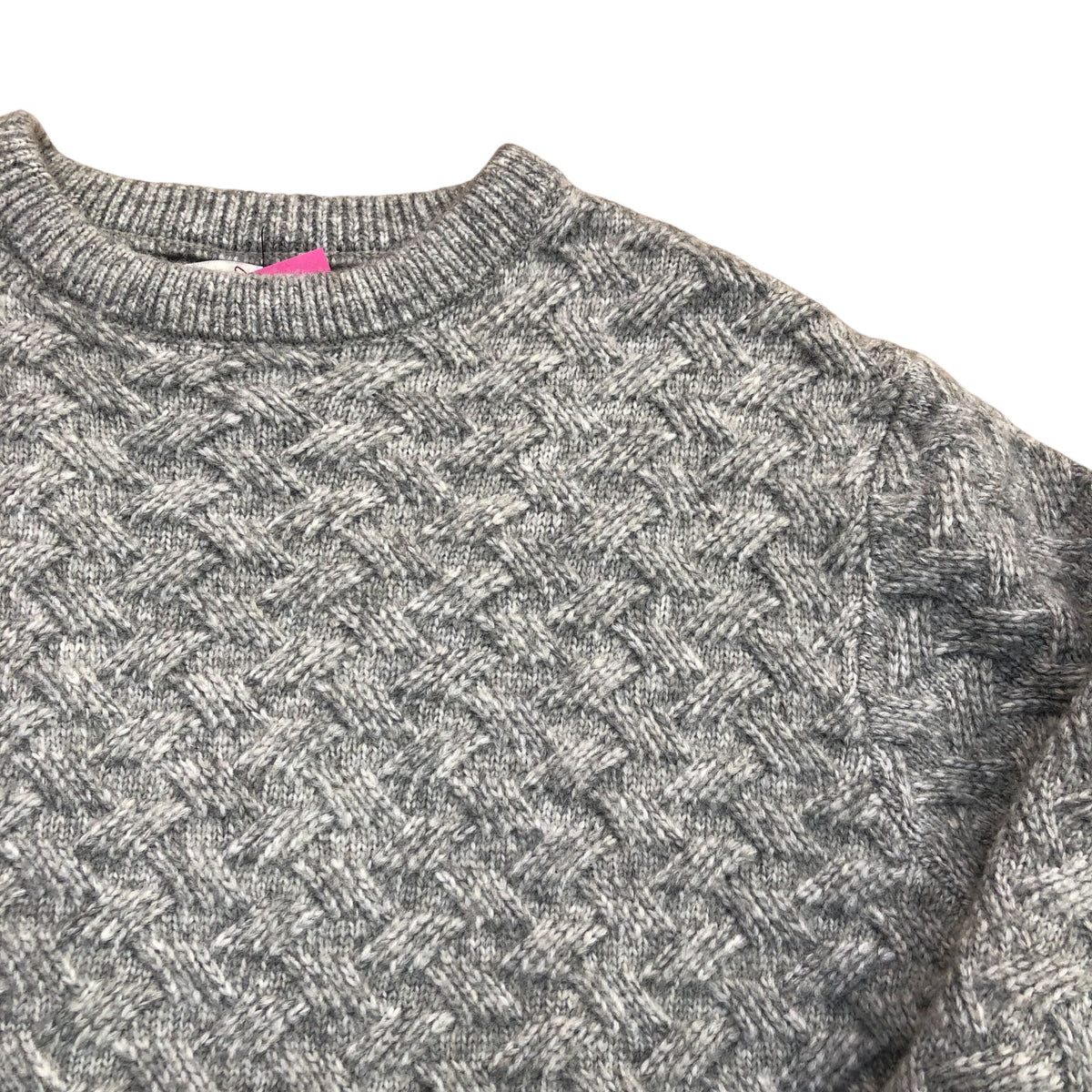 River Island Slim Fit Wool Blend Jumper Grey Textured Knit Sweater Size L
