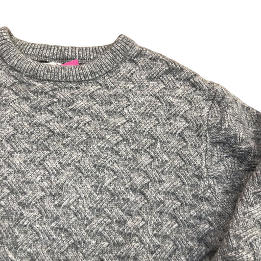River Island Slim Fit Wool Blend Jumper Grey Textured Knit Sweater Size L