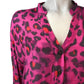 Branded Women's Pink Leopard Print Button Up Blouse Size UK 12