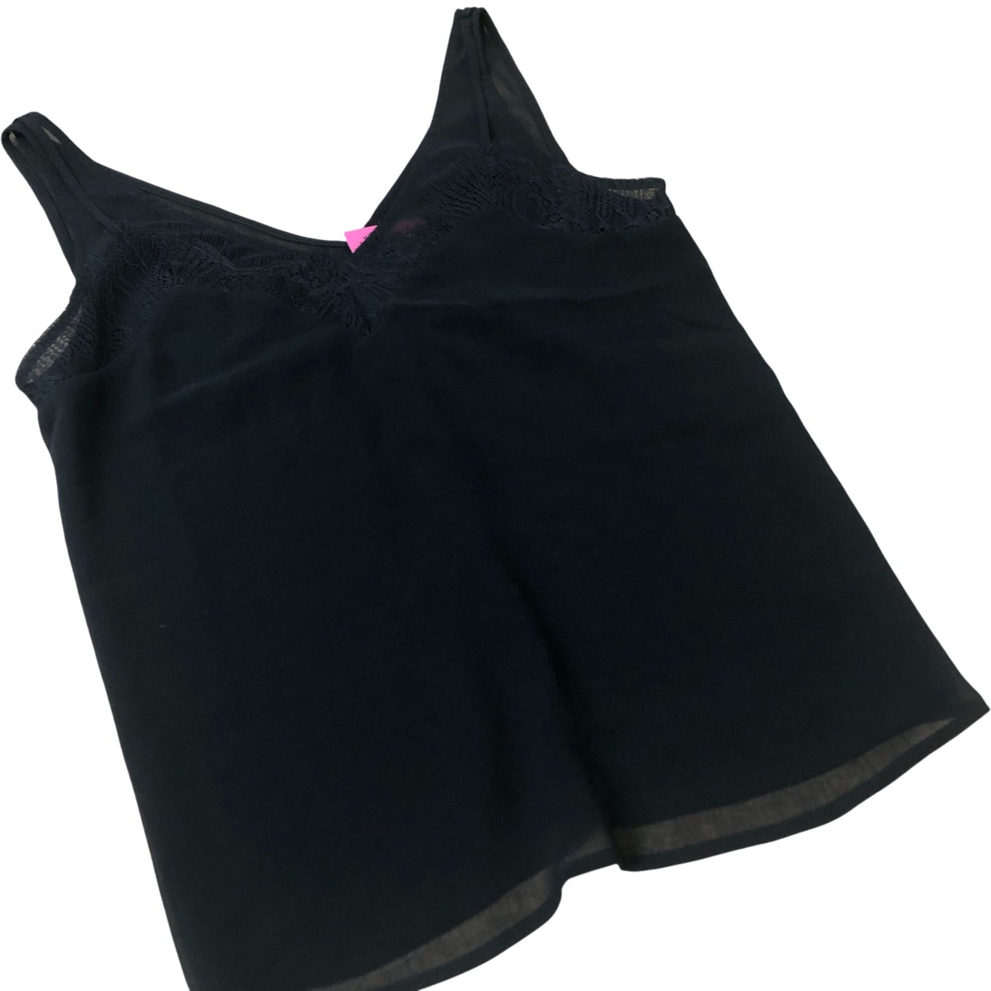 Black Lace Trim V Neck Camisole Top Women's Sleeveless Elegant XS